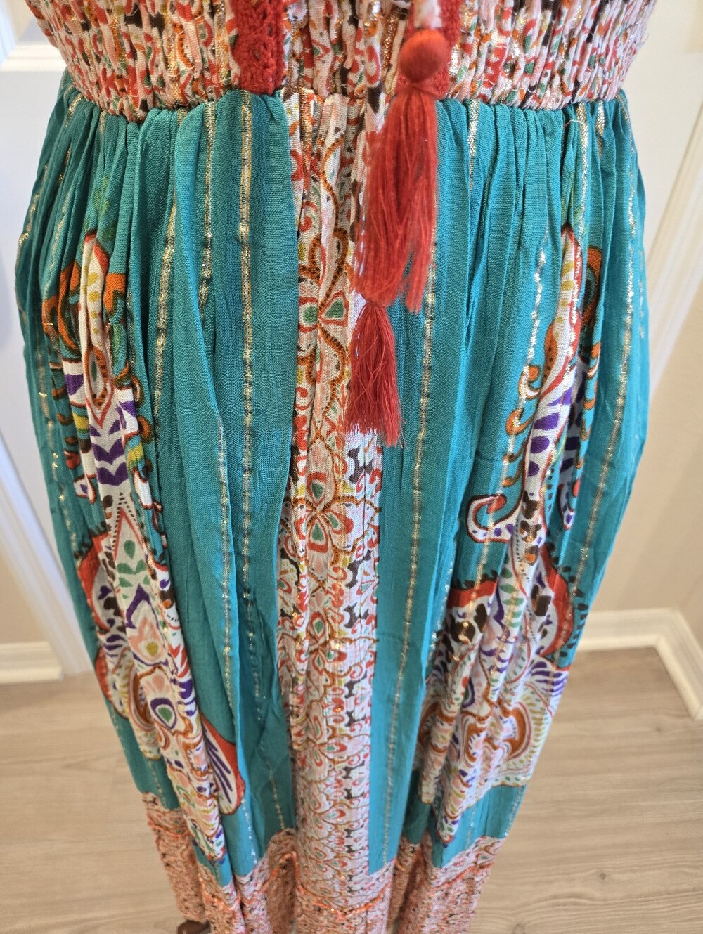 Me 2 Magic NWT Bohemian Dress With Colorblock Print, Size Large - Picture 5 of 11